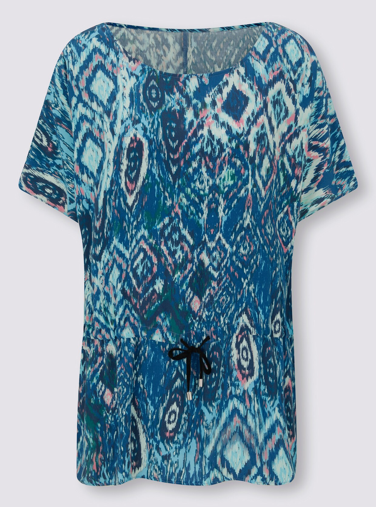 heine Druckbluse - dunkelblau-aquamarin-bedruckt