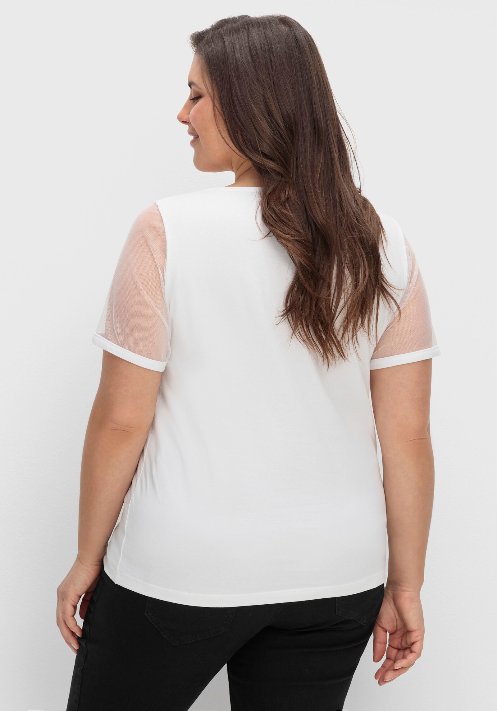 Kurzarmshirt mit Mesh-Einsätzen - weiß