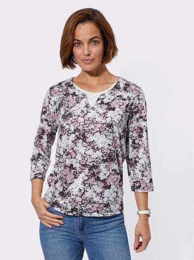 2-in-1-Shirt - mauve-schwarz-bedruckt