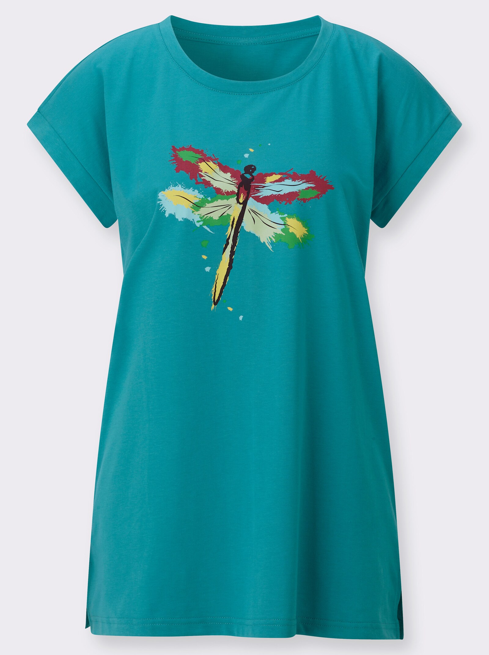 Longshirt mit Print - türkis
