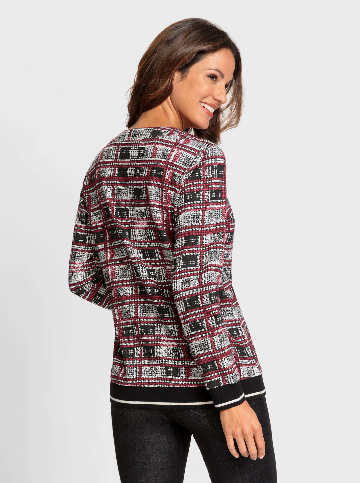 Pullover met lange mouwen - zwart/kers geprint