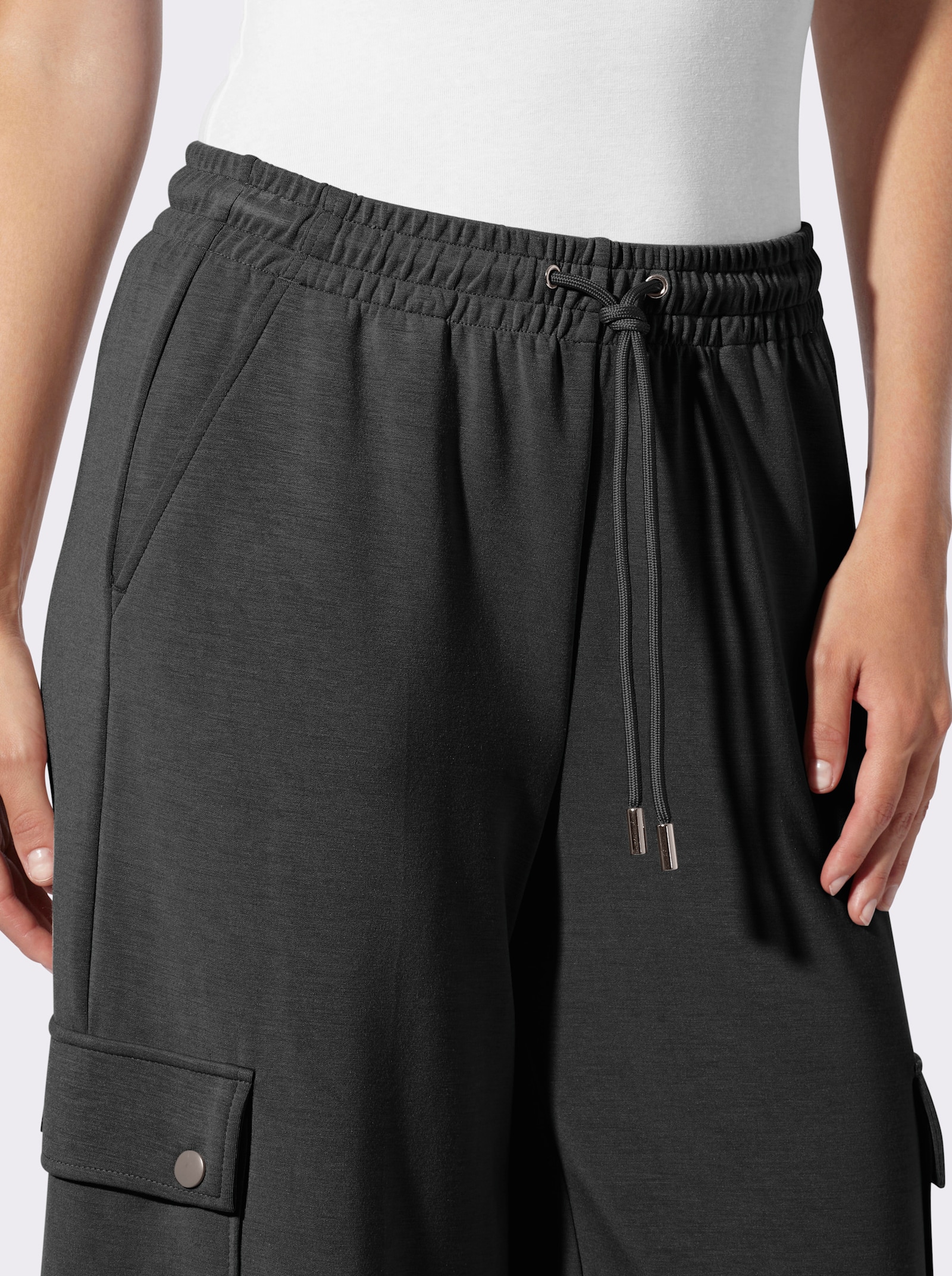 heine Jerseyhose mit Cargo-Taschen - schwarz