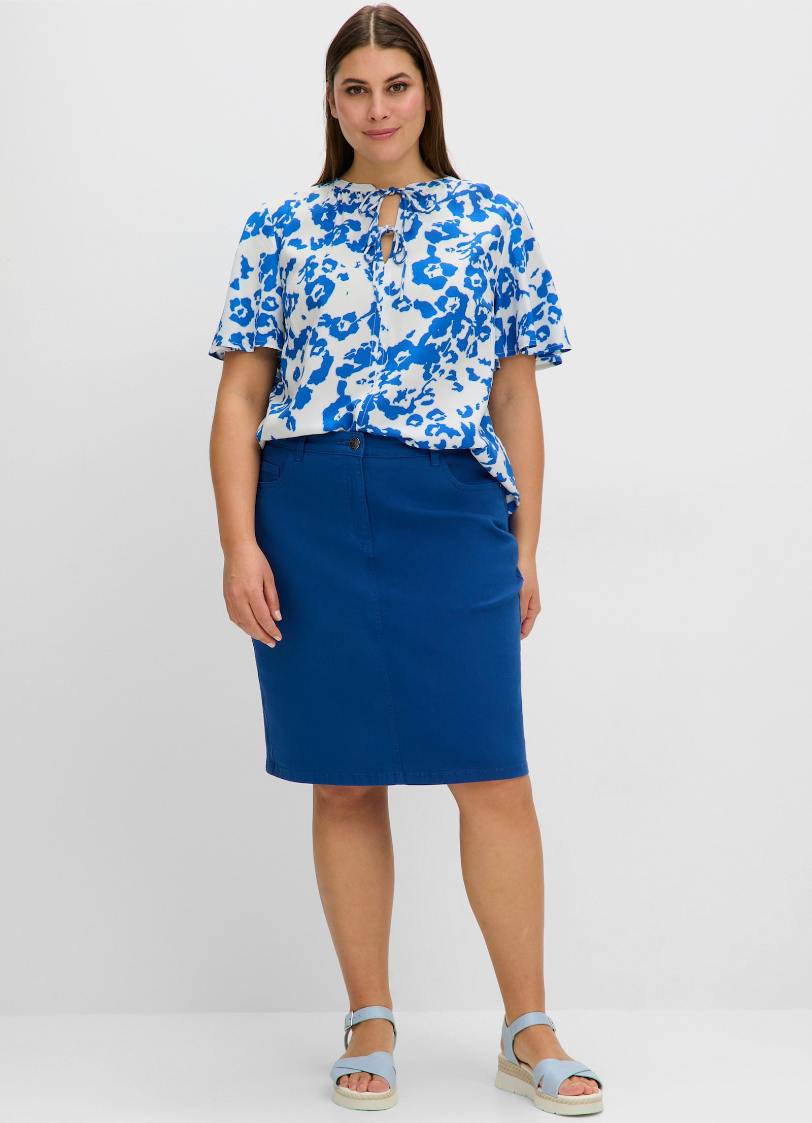 sheego Tunika mit Blütenprint - ecru-gemustert