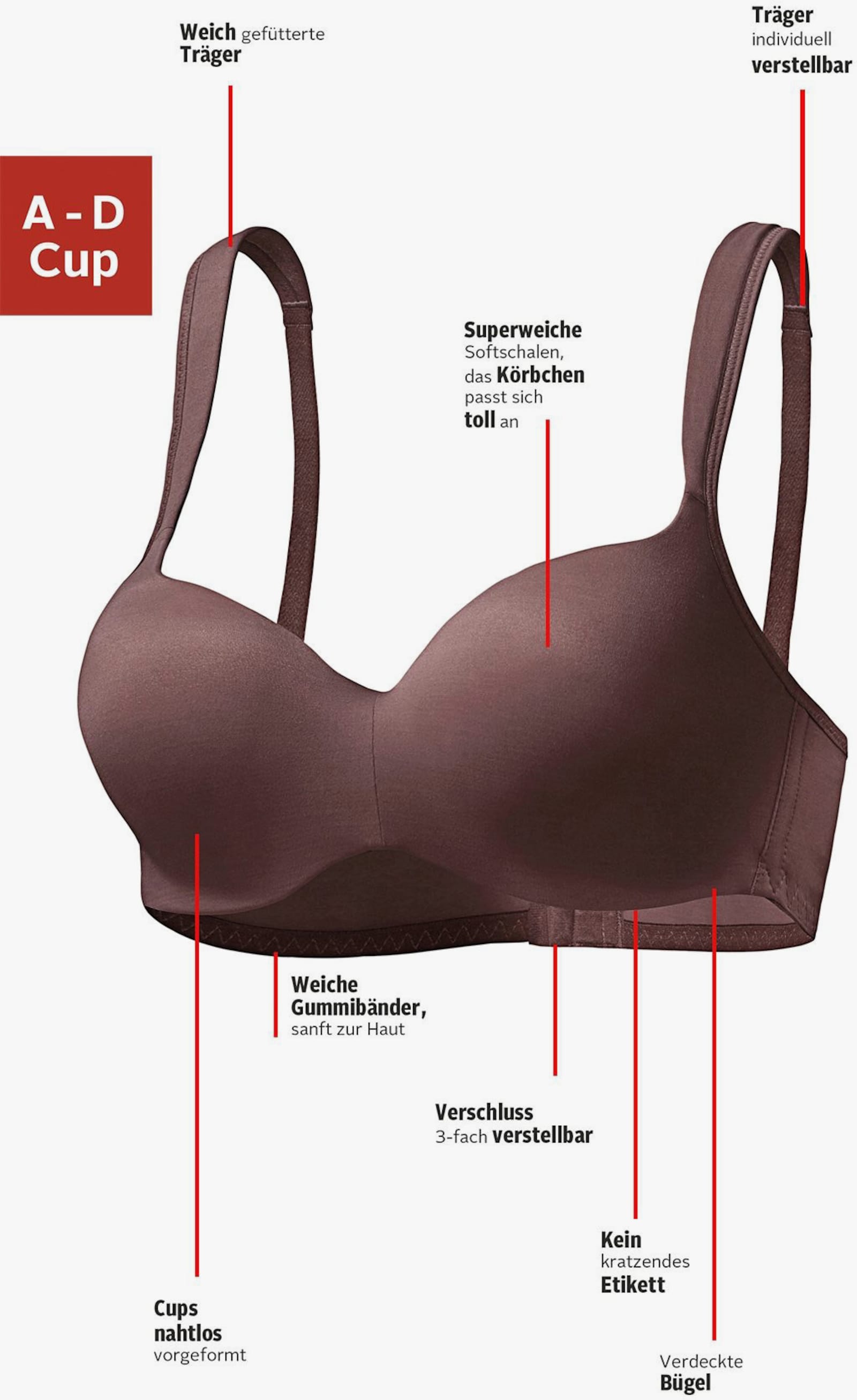 Nuance Beha met cups - mokka/mousse