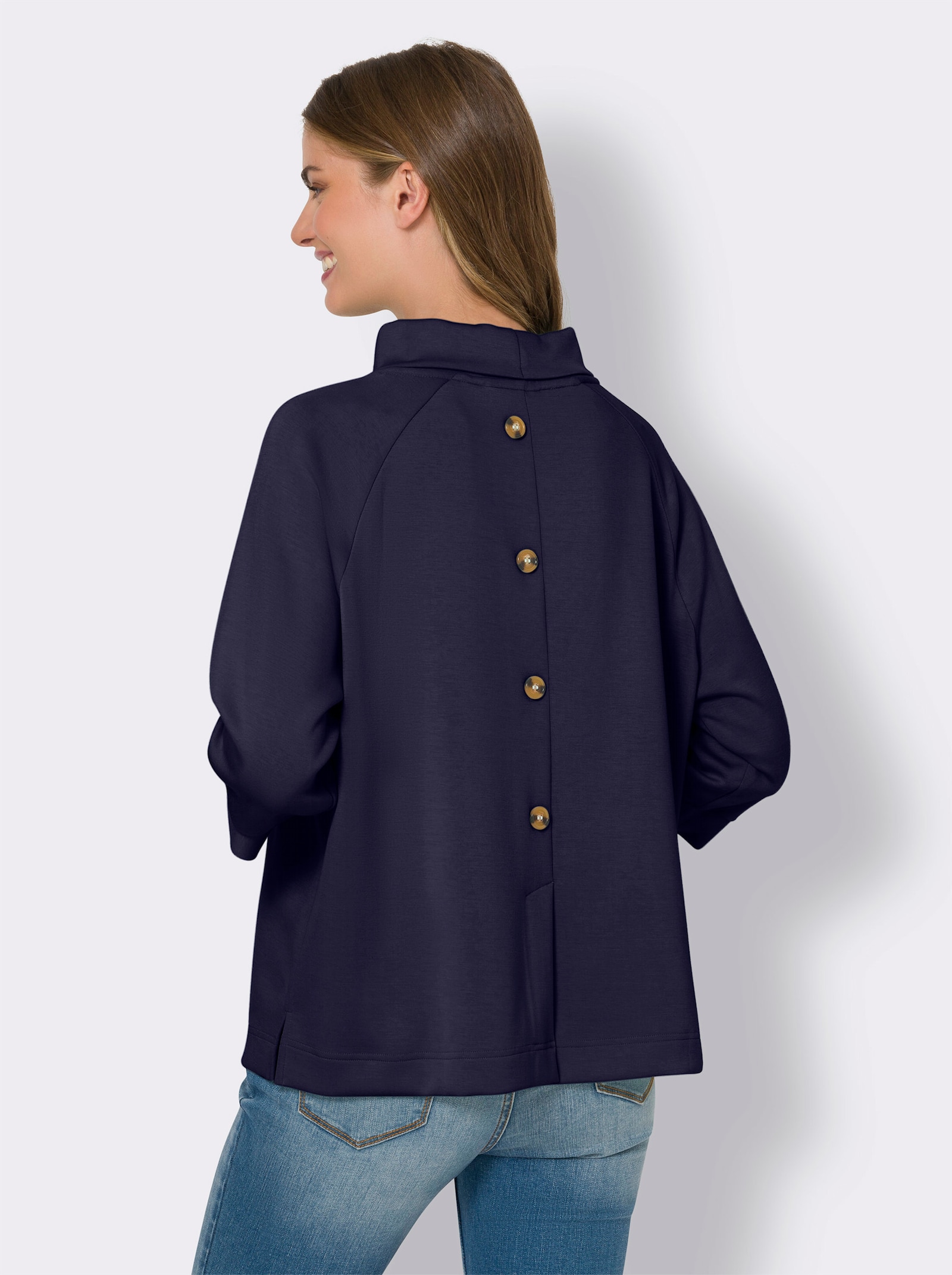 heine Sweatshirt mit Stehkragen - marine