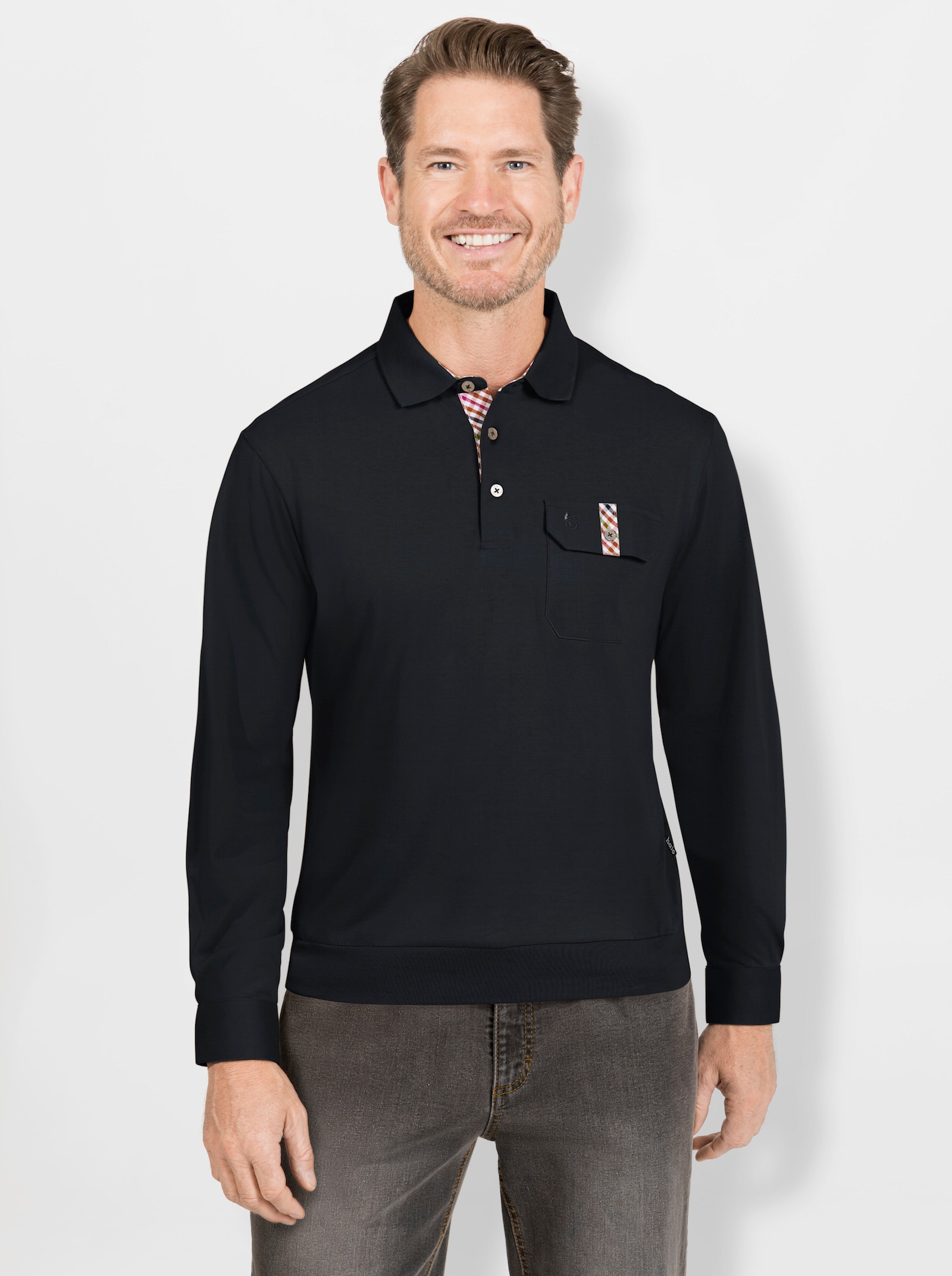 Hajo Langarm-Poloshirt - marine