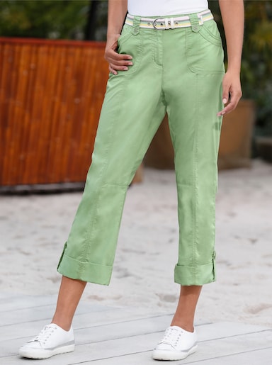 Baumwollhose mit krempelbaren Beinen - eucalyptus