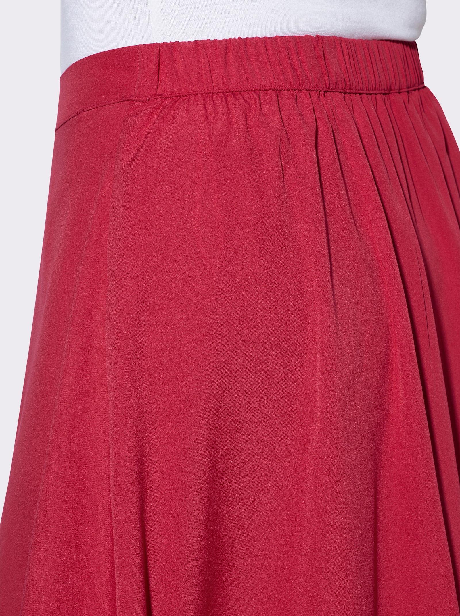 Trachtenrock mit Spitzenband am Saum - rot-schwarz