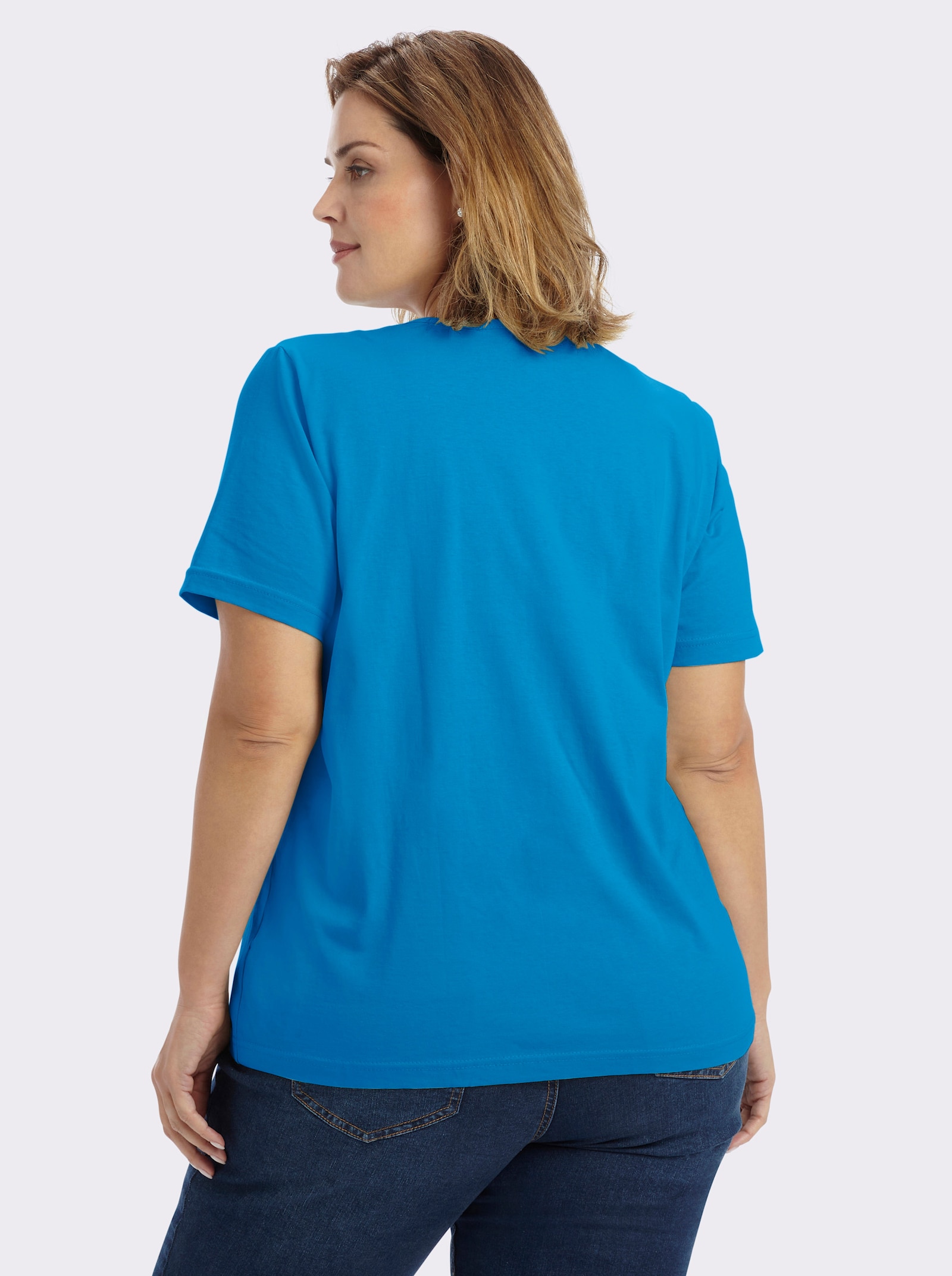 Kurzarmshirt mit V-Ausschnitt - türkis