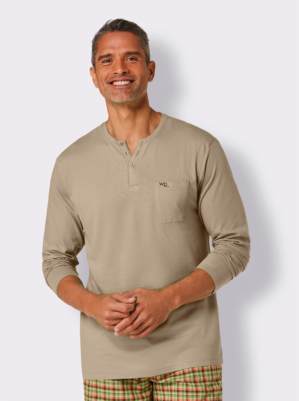 wäschepur men Pyjama-Shirt - beige