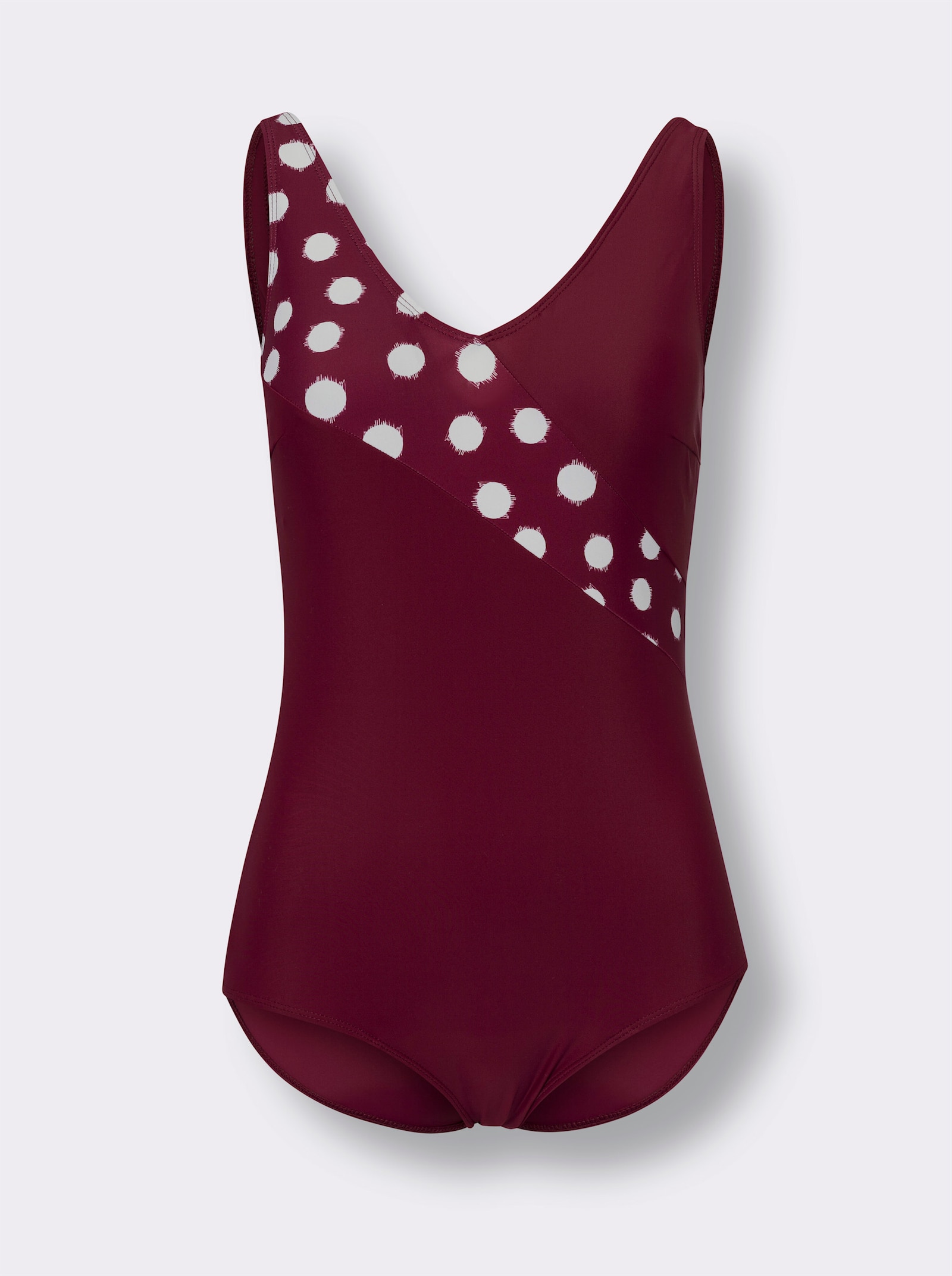 Plavky s puntíkovým potiskem vpředu - bordó