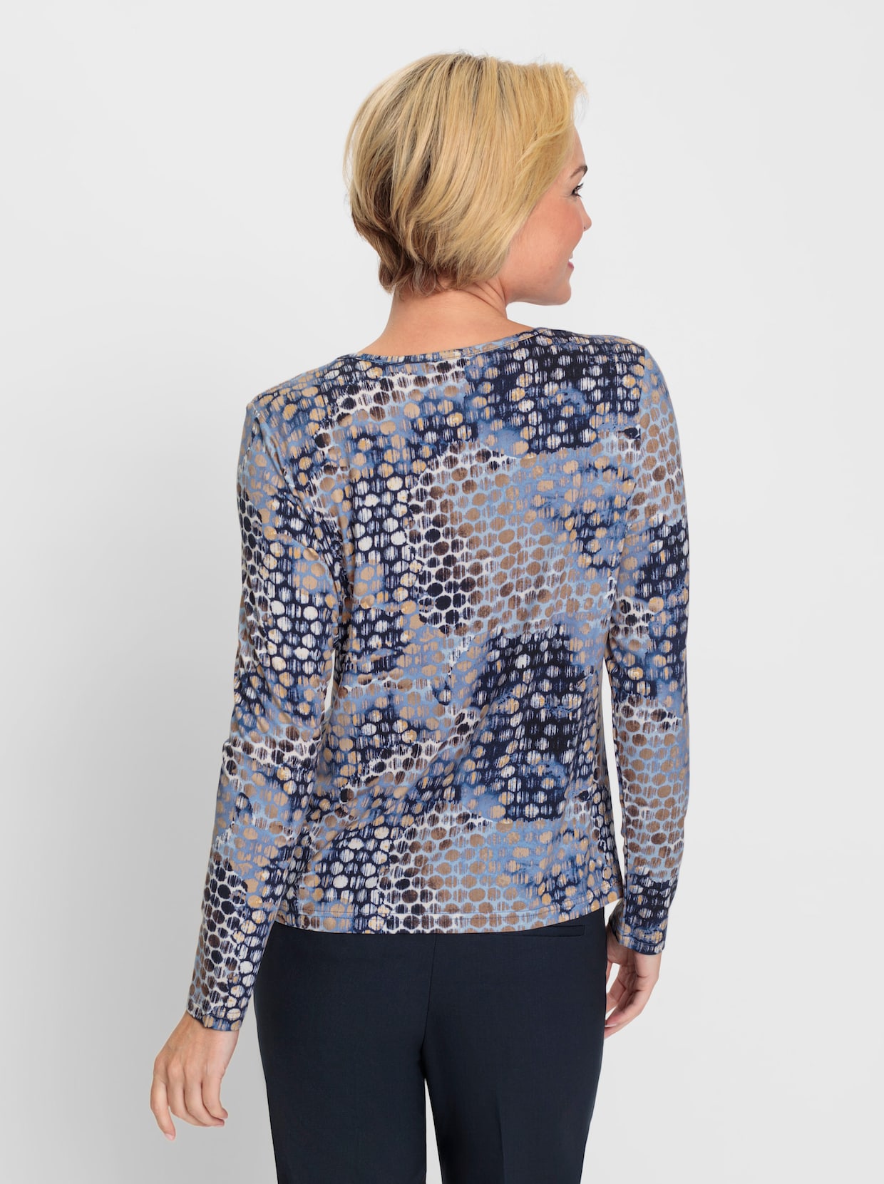Rundhalsshirt - bleu-sesam-bedruckt