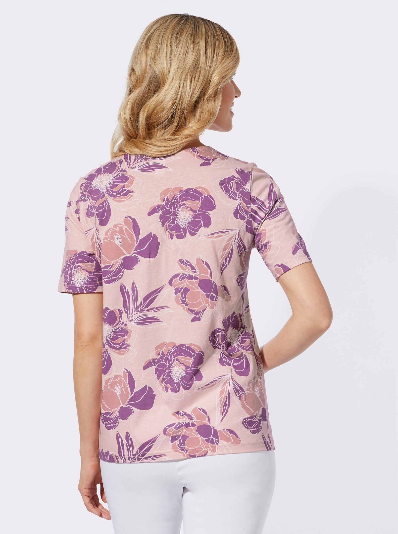 Shirt met korte mouwen en bloemenprint - hortensia/paars bedrukt