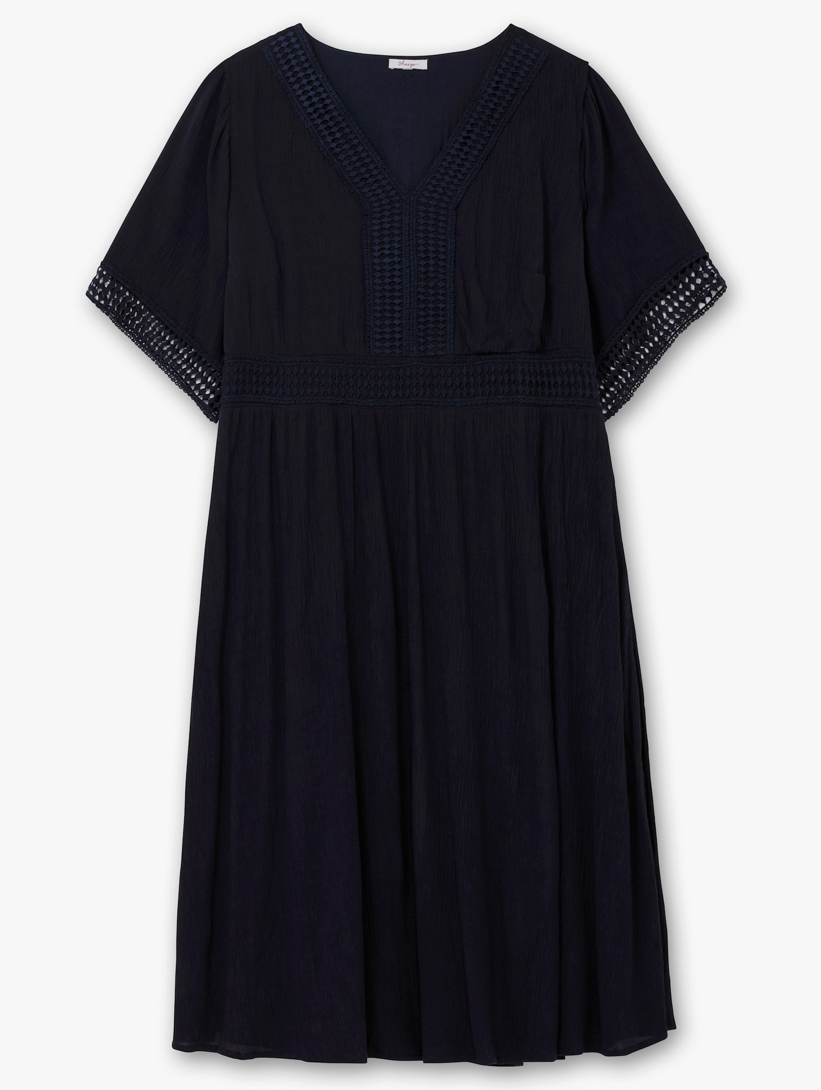 sheego Maxikleid mit Häkelspitze - tiefblau