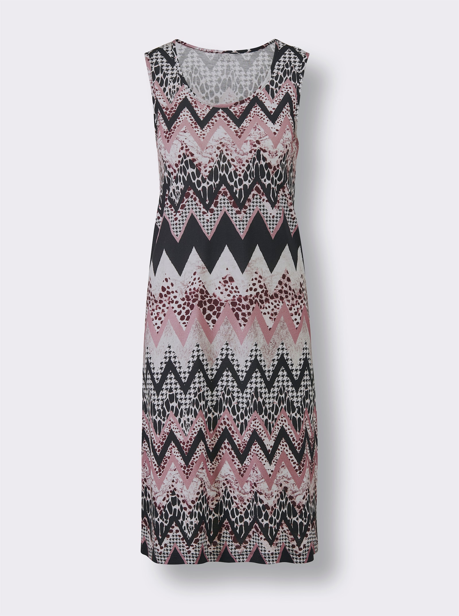 feel good Sommerkleid im Zick-Zack-Dessin - violett-schwarz-bedruckt