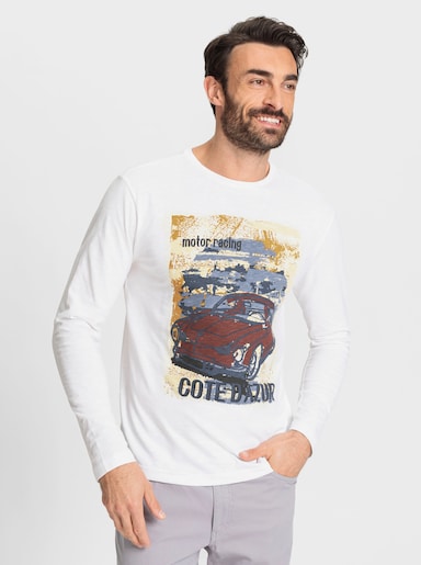 Marco Donati Langarmshirt mit Front-Print - weiß-bedruckt