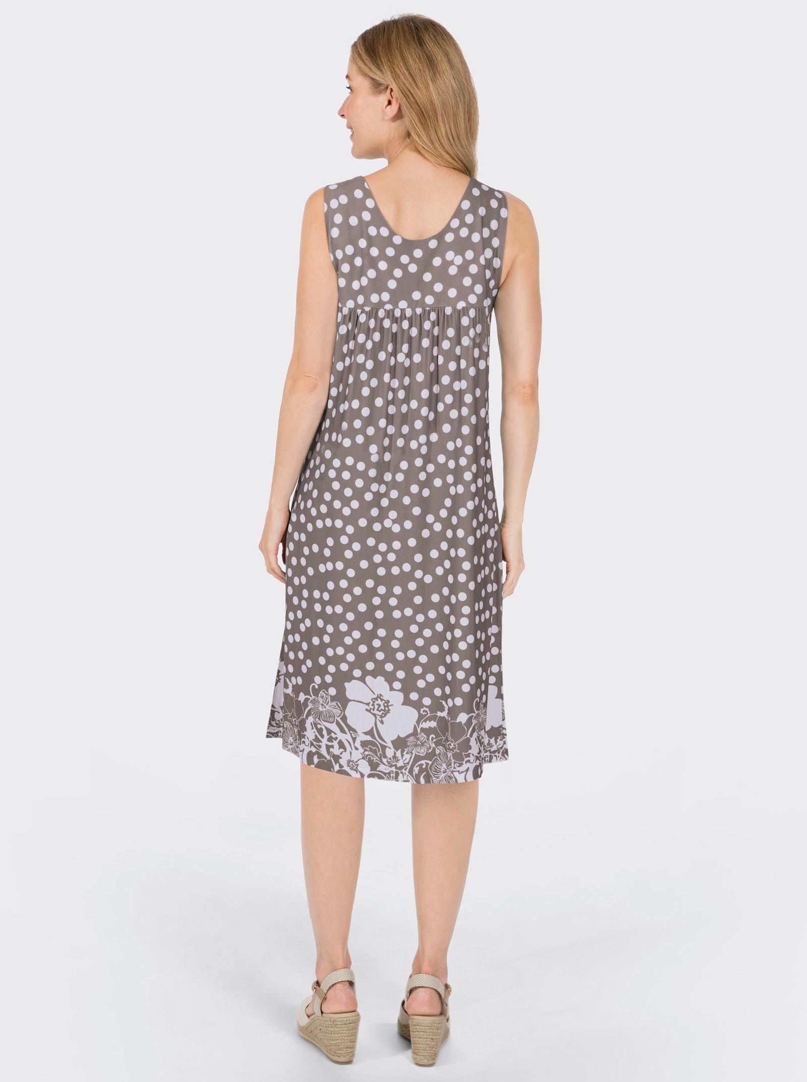 Freizeitkleid mit Tupfen-Muster - taupe-gemustert