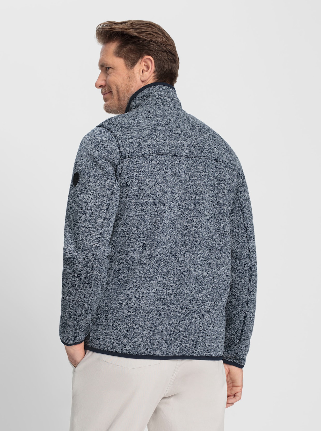 Marco Donati Strickfleecejacke - dunkelblau-meliert