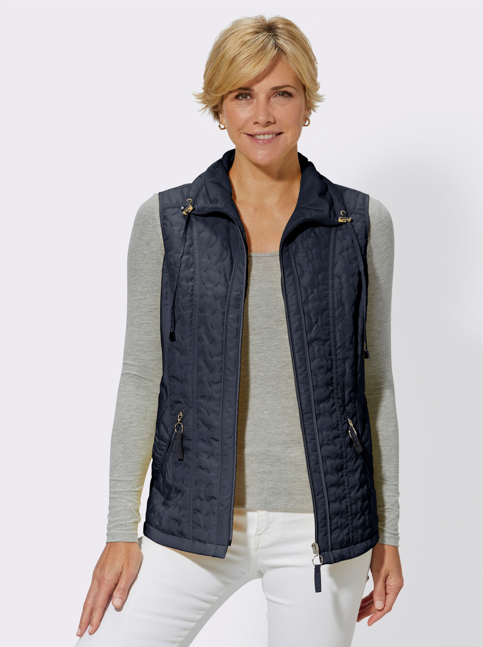 Steppweste mit Reißverschluss-Taschen - marine