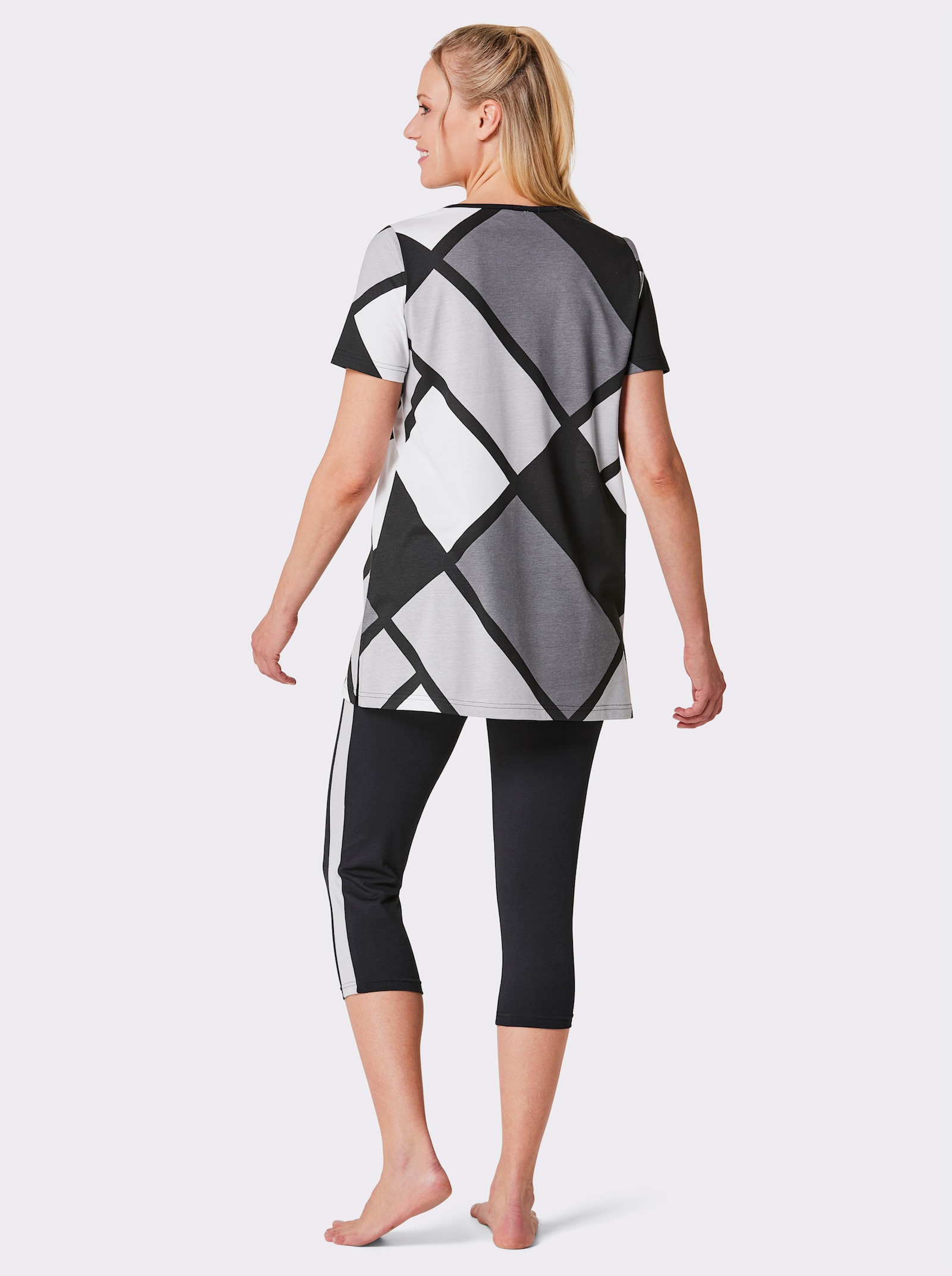 wäschepur Caprianzug mit Grafik-Dessin - schwarz-anthrazit-bedruckt