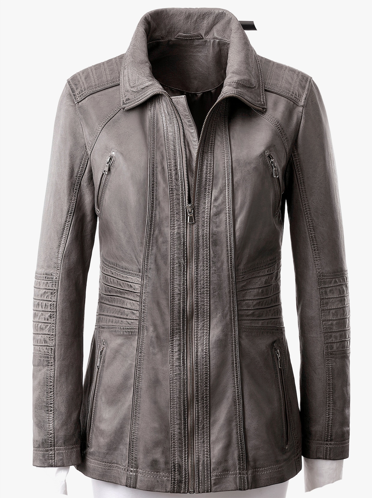 Veste en cuir - gris