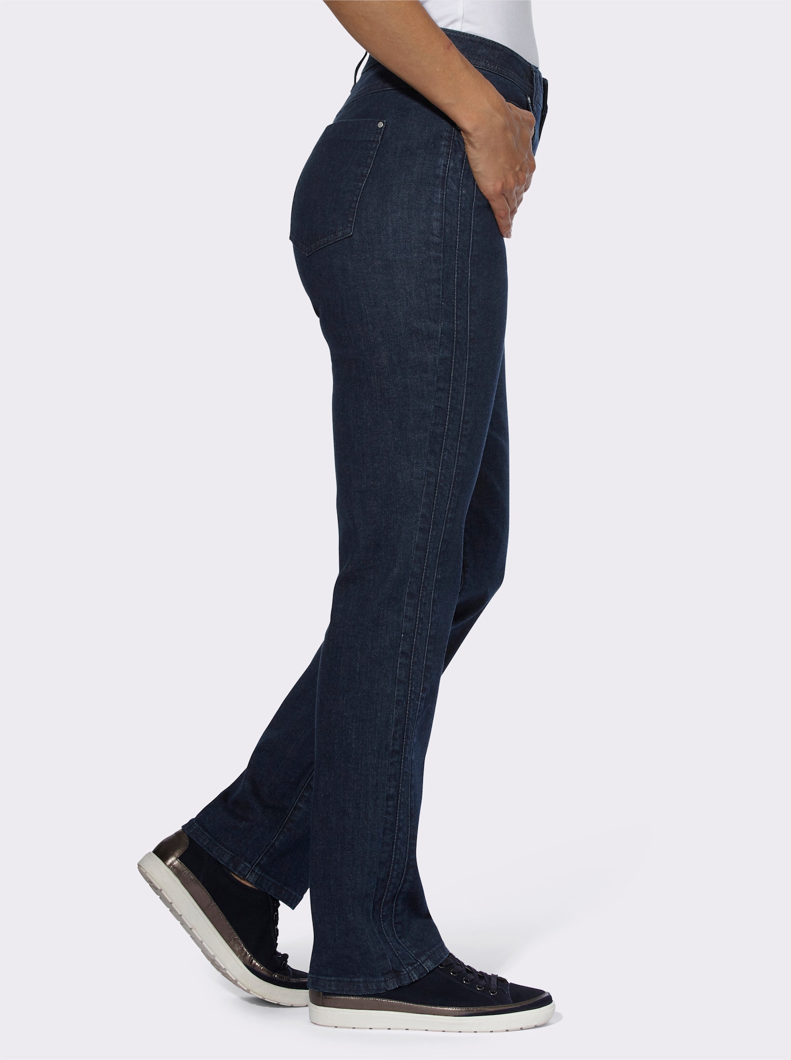 Jeans met sierbiezen opzij - dark-blue