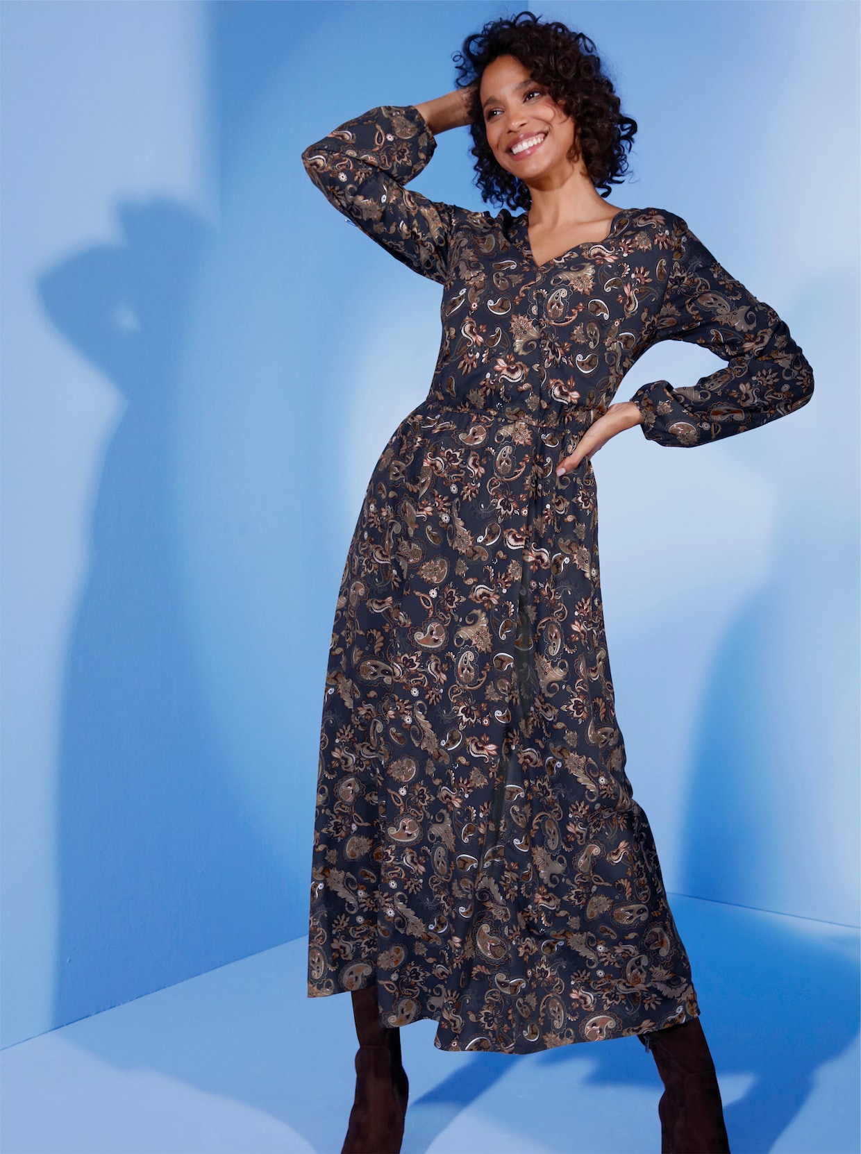 CREATION L PREMIUM Druckkleid - marine-ecru-bedruckt
