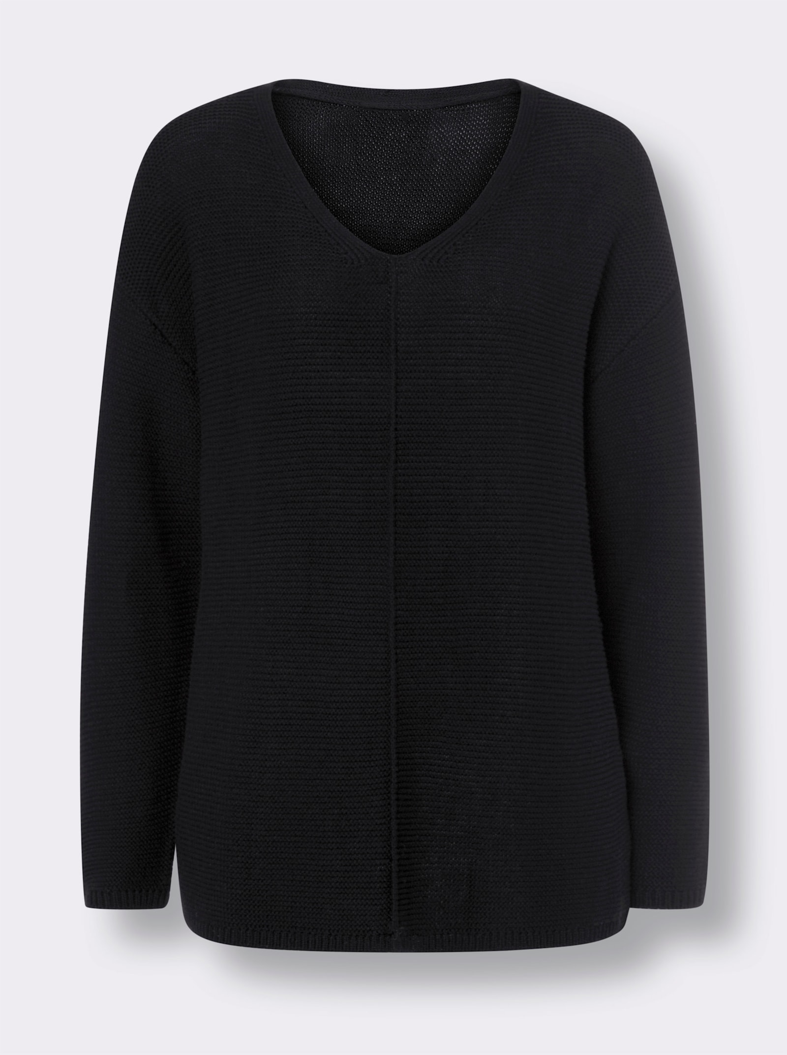 heine V-Ausschnitt-Pullover mit überschnittener Schulter - schwarz