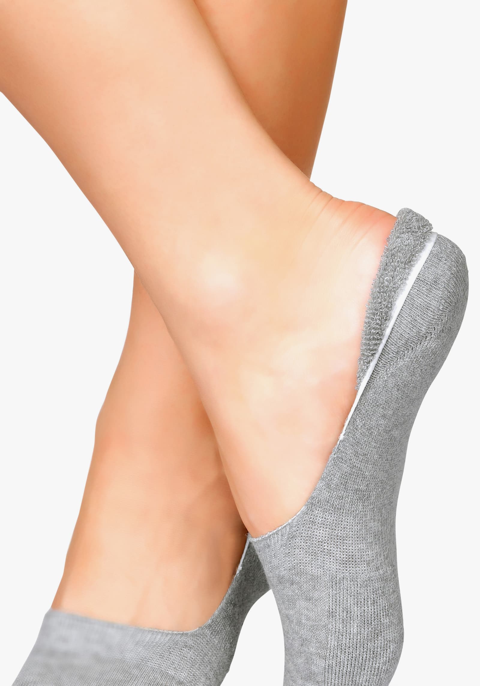 H.I.S Kousenvoetjes - 2x zwart, 2x wit, grijs gemêleerd