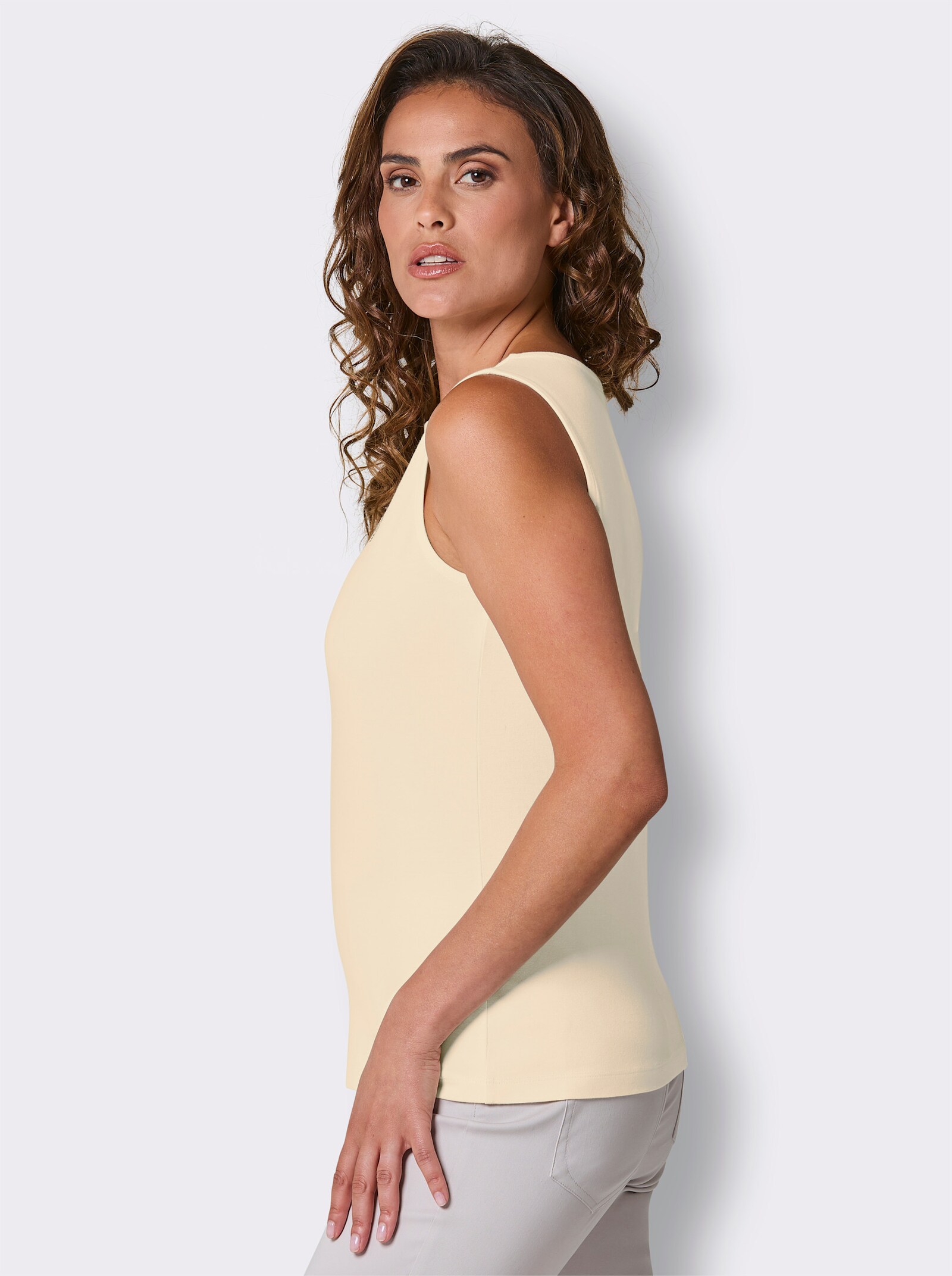 CREATION L PREMIUM Shirttop mit Glitzersteinchen - champagner
