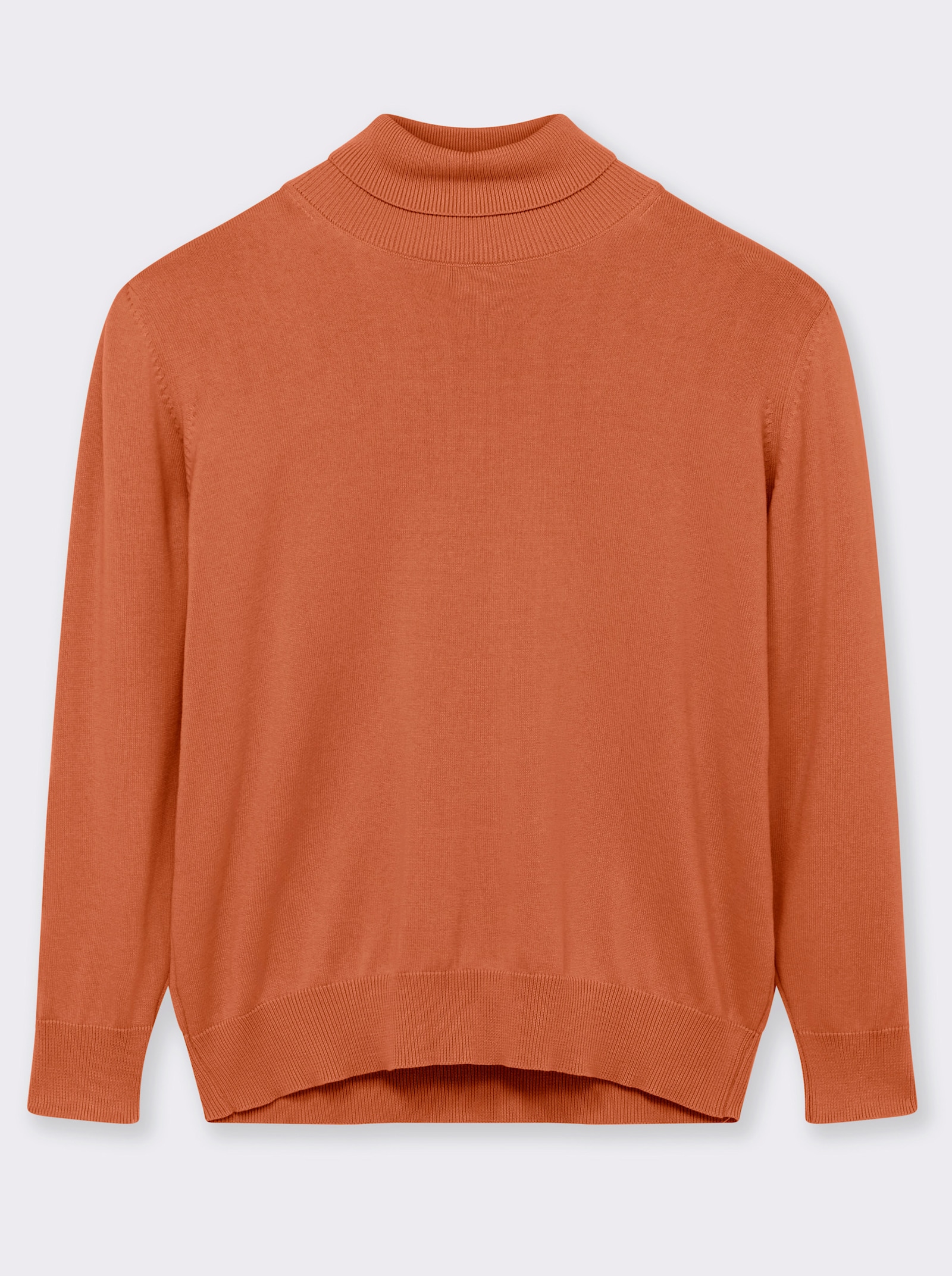 Rollkragenpullover aus reiner Baumwolle - terrakotta