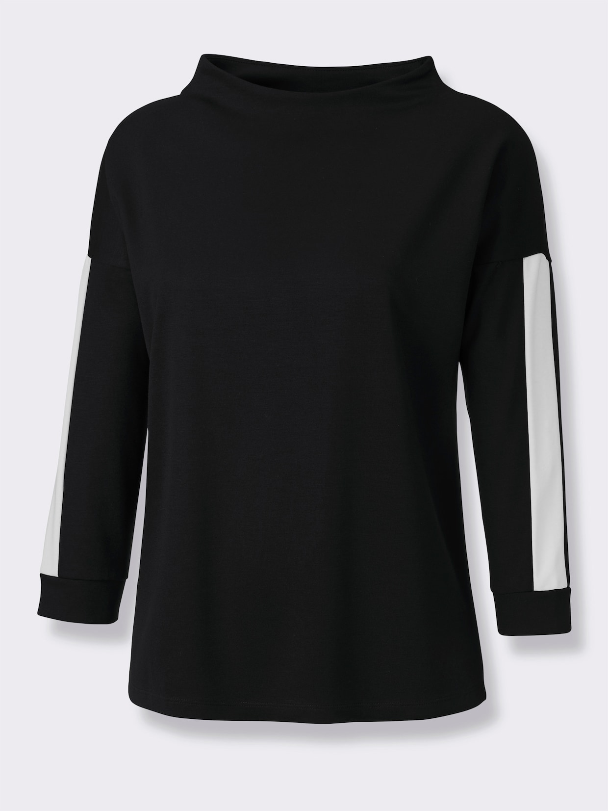 Stehkragenshirt - schwarz-weiß