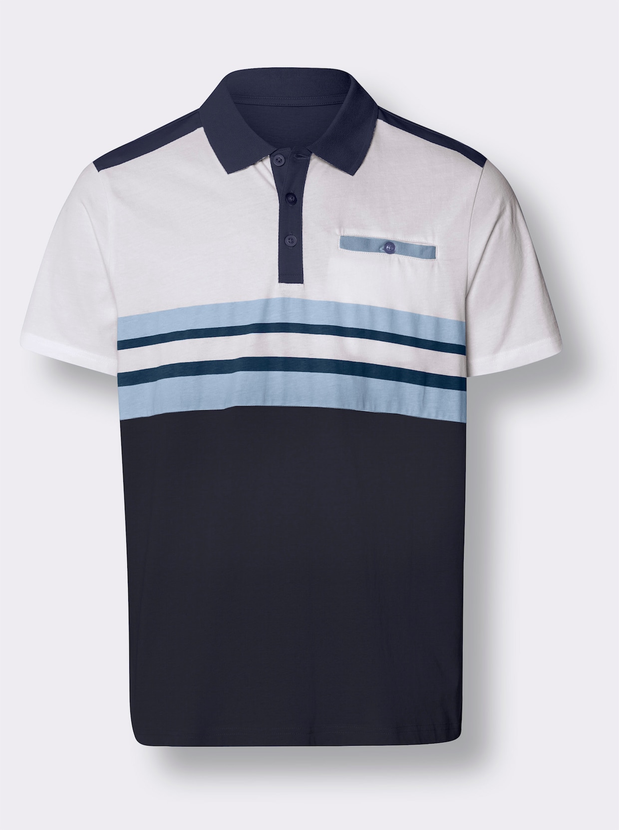 Poloshirt - weiss-nachtblau