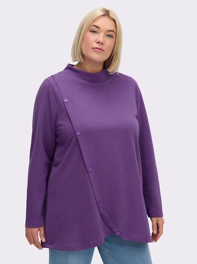 sheego Sweatshirt in Wickeloptik - lila