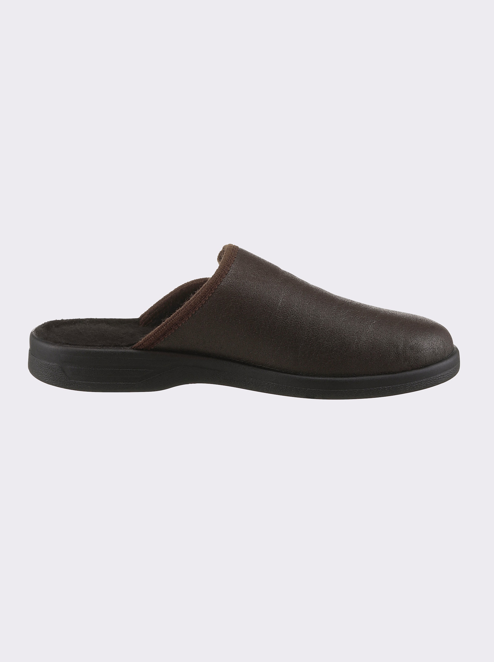 Pantoffel aus Leder-Imitat - schoko