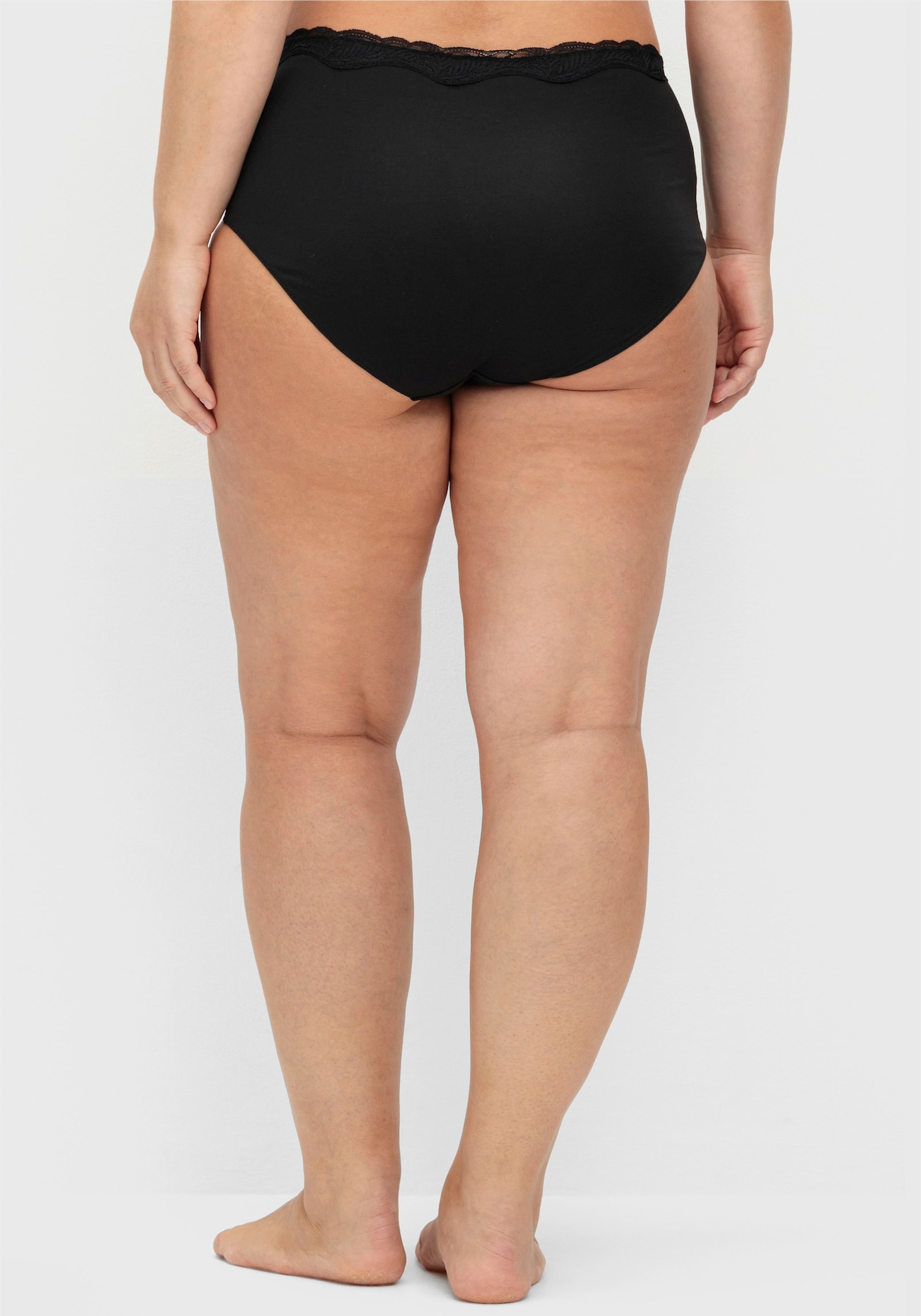 sheego Slip mit Spitzenkante, im Doppelpack - schwarz + schwarz