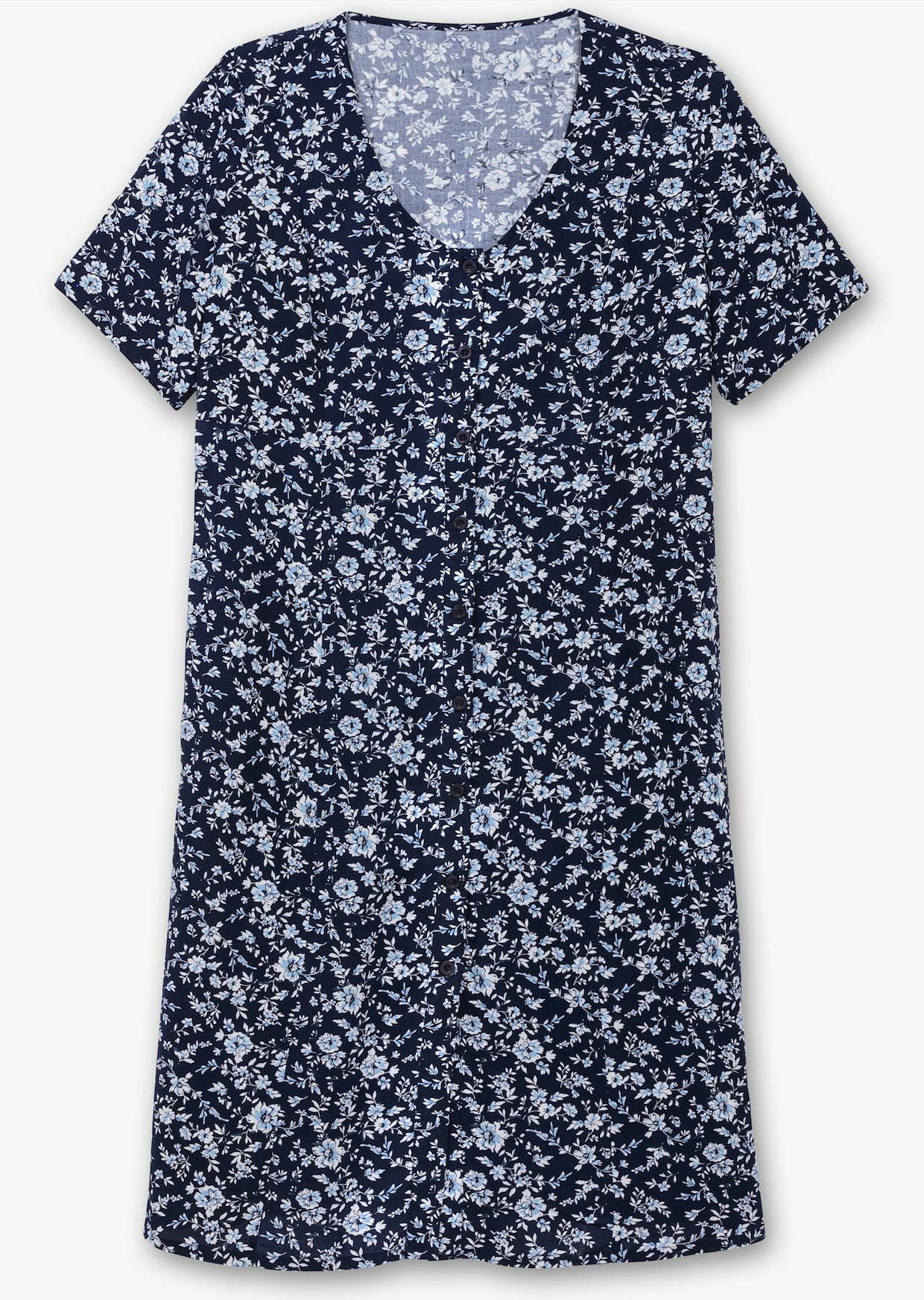 Druckkleid - marine-hellblau-bedruckt