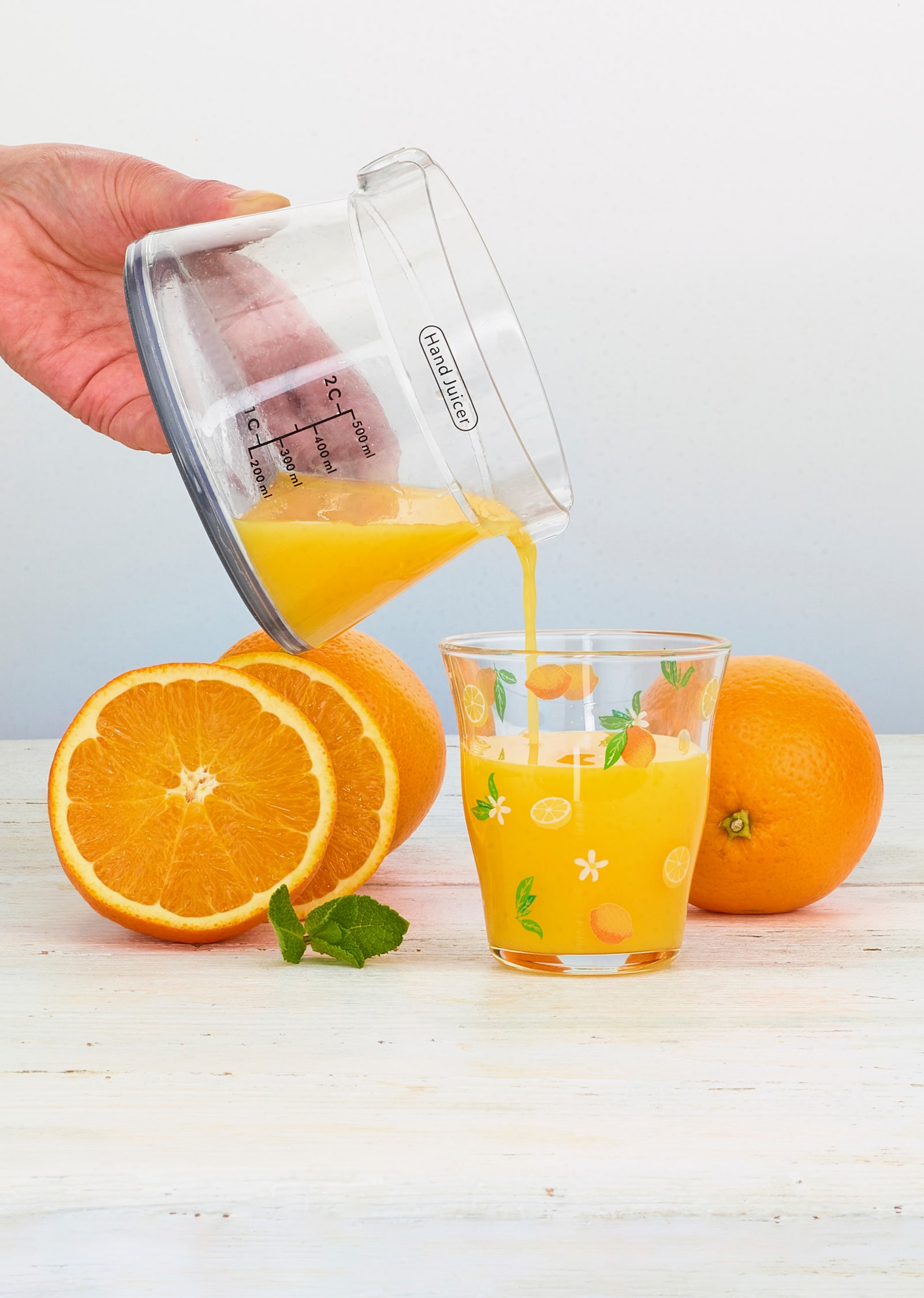 Zitruspresse mit Glas - gelb