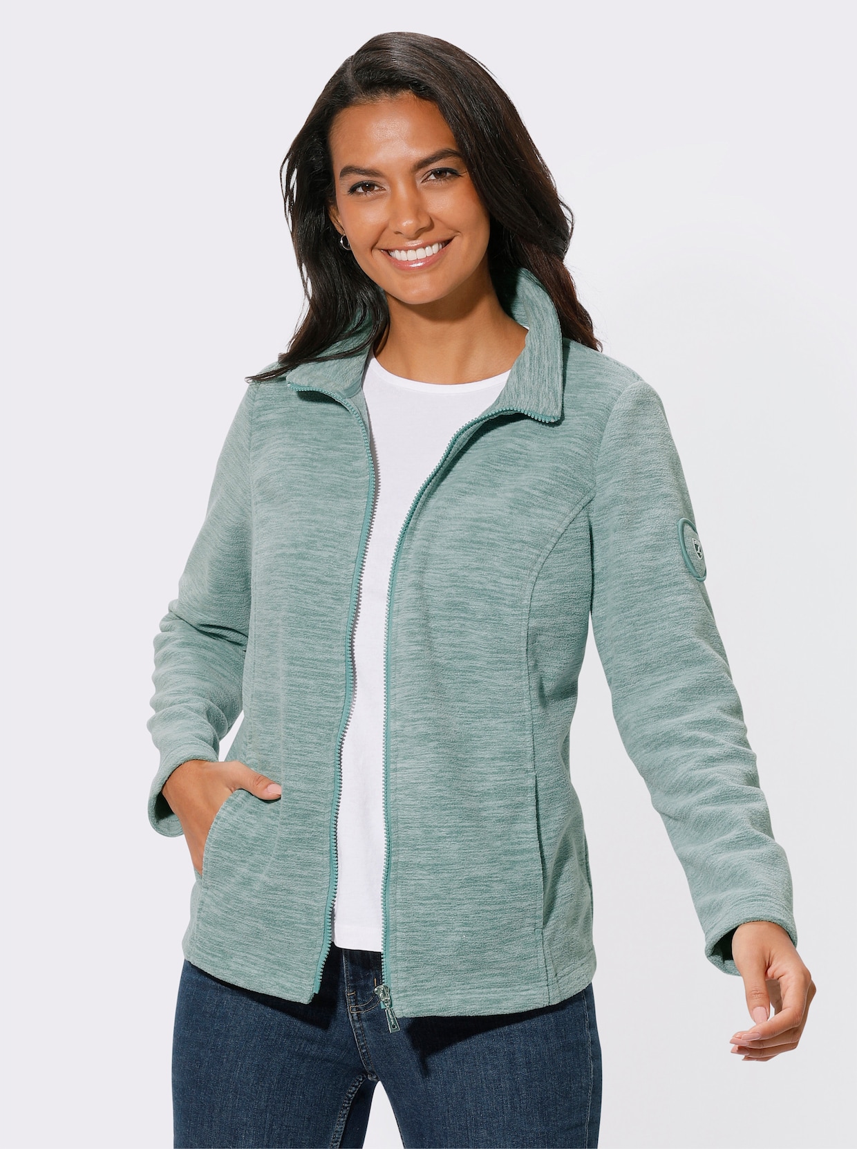 Fleece-Jacke - jade-meliert