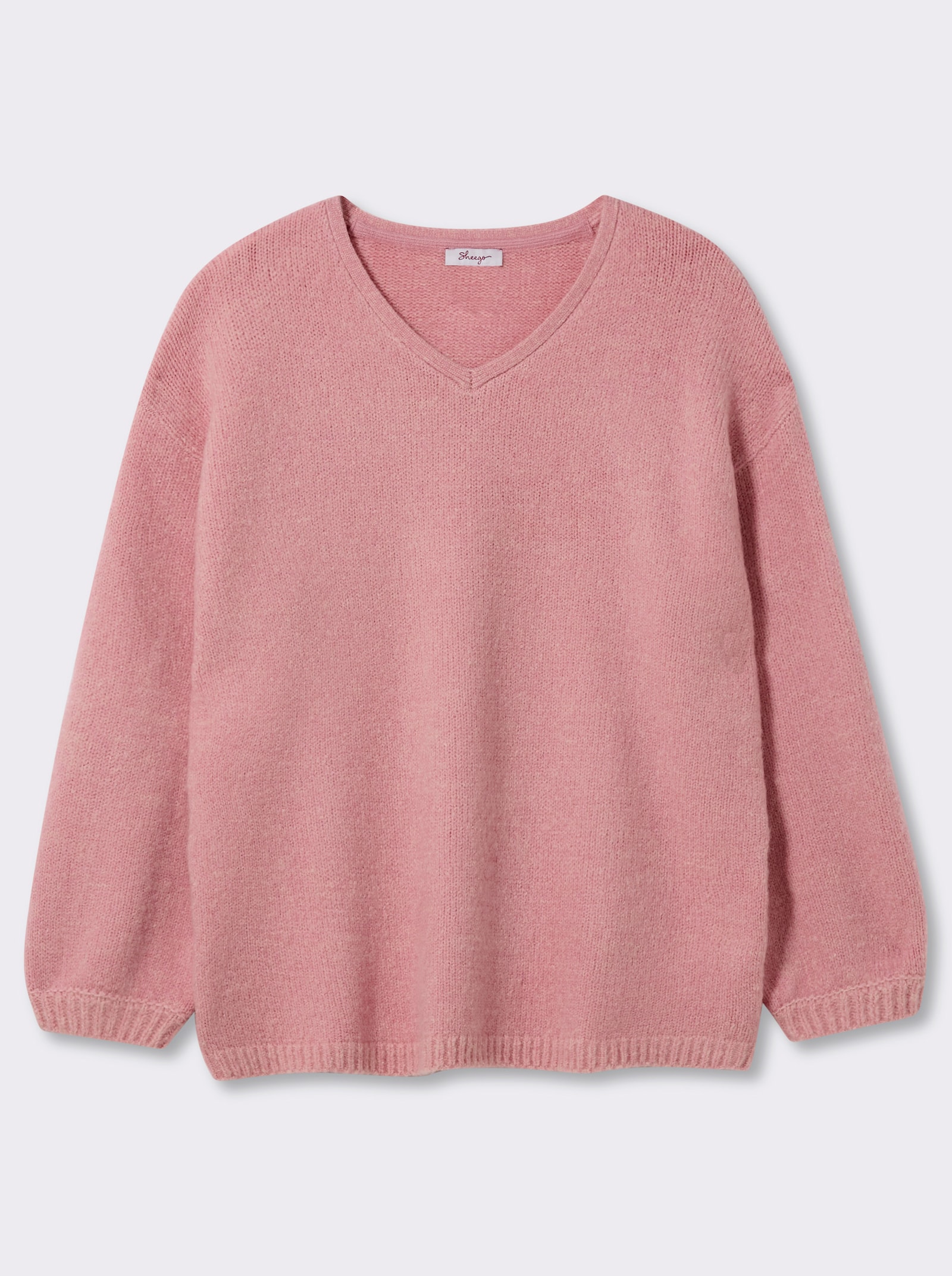 sheego V-Ausschnitt-Pullover mit Ballonärmeln - hortensie-meliert