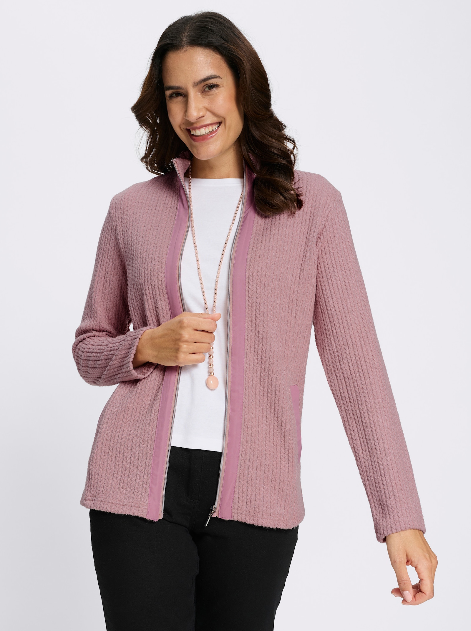 Shirtjacke mit Bindeband - hortensie