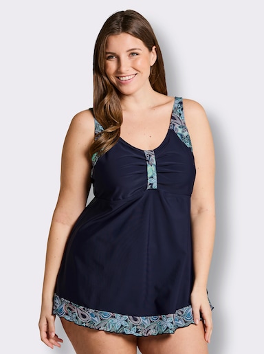 feel good Tankini-Oberteil in A-Linie - marine-smaragd-bedruckt