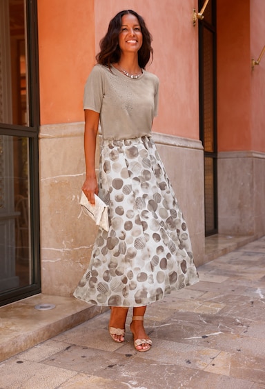 Kurzarmshirt mit Metallplättchen-Sternen - sesam