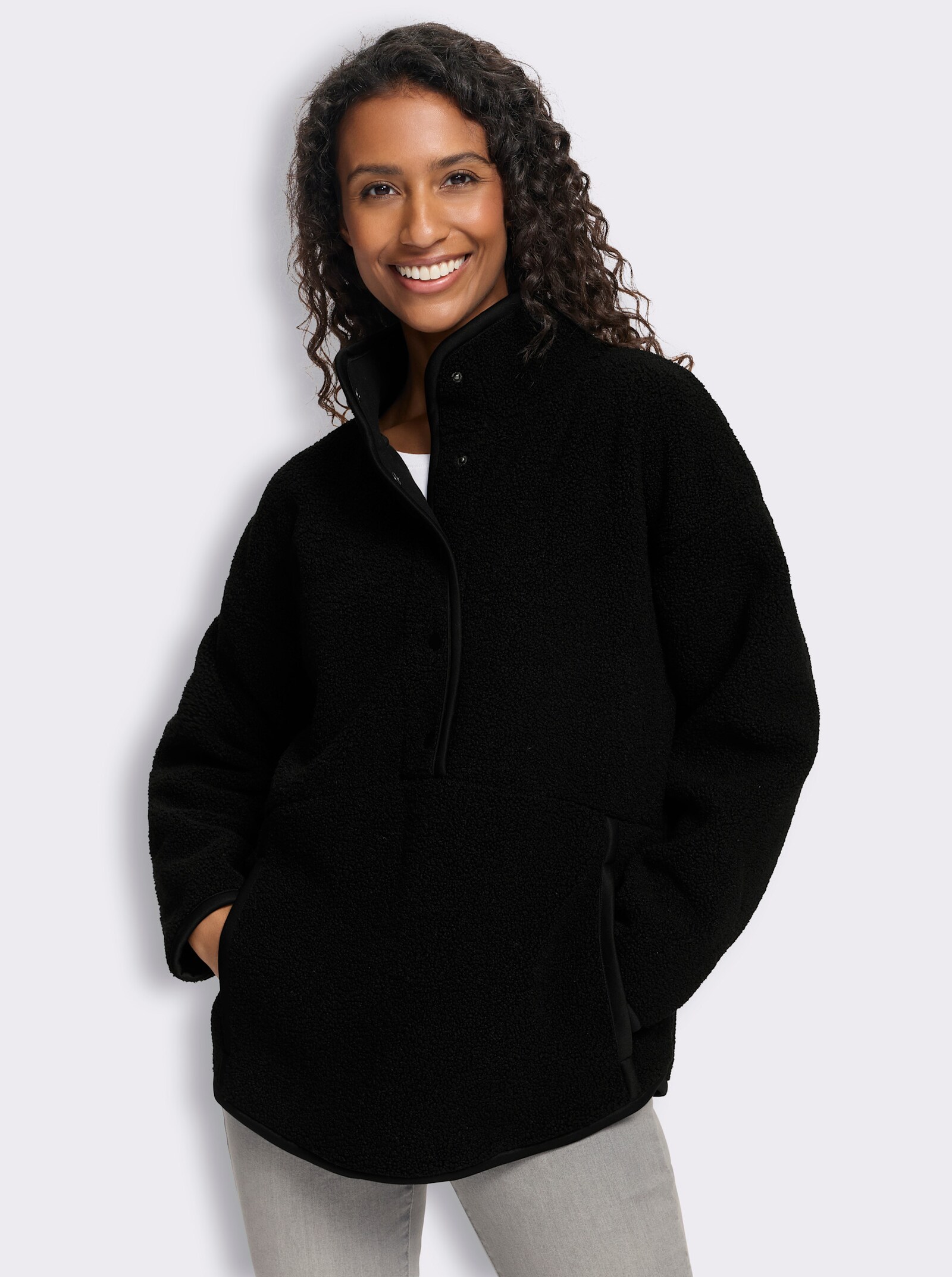 heine Wendeshirt aus Teddy-Fleece - schwarz