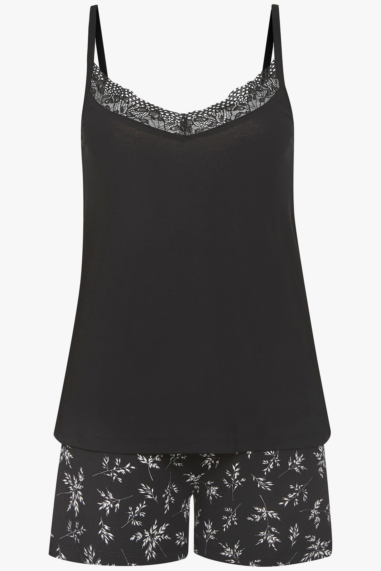 Vivance Dreams shortama - zwart gebloemd