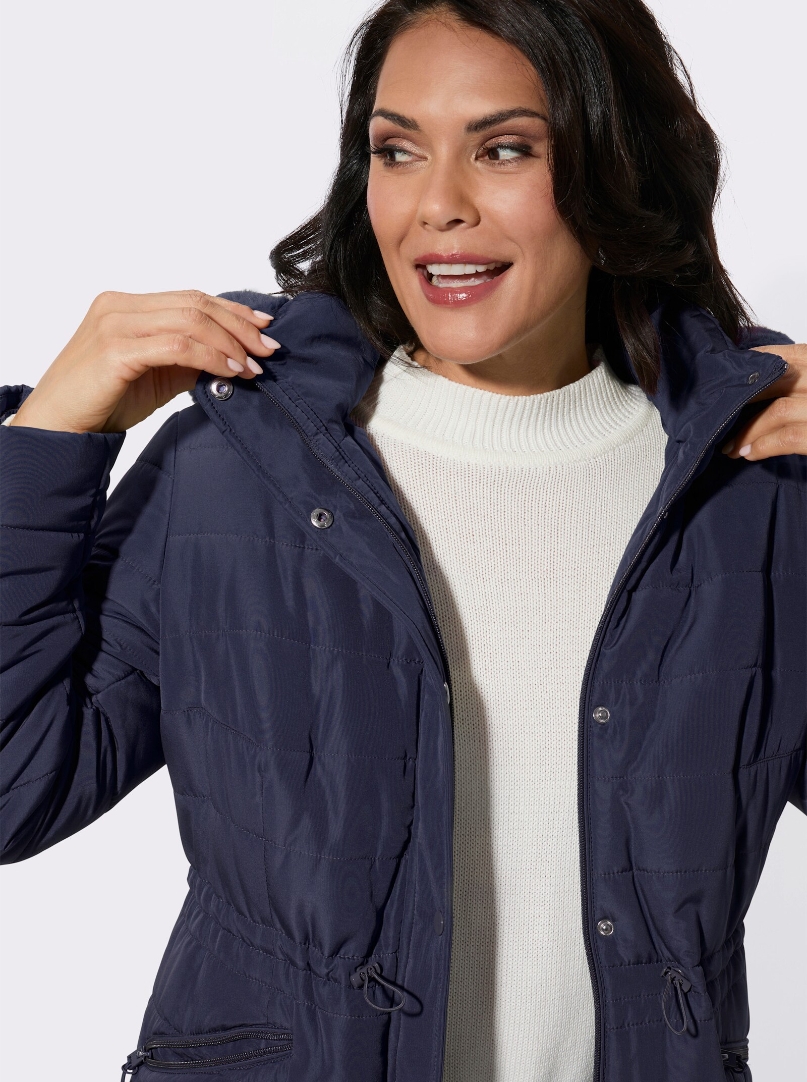 Steppjacke mit verdecktem Reißverschluss - marine