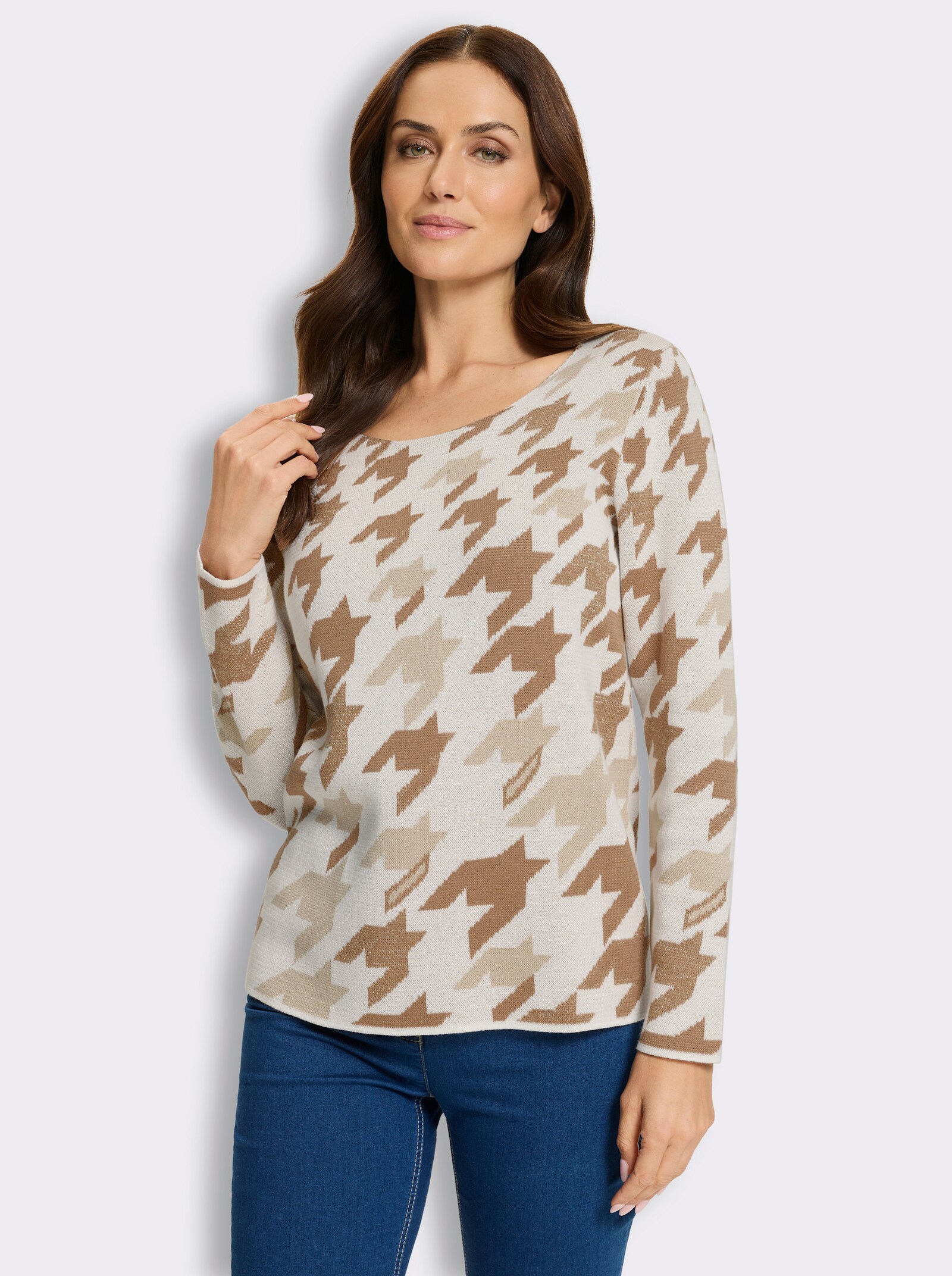 heine Jacquard-Pullover mit Glanzgarn - sand-ecru-gemustert