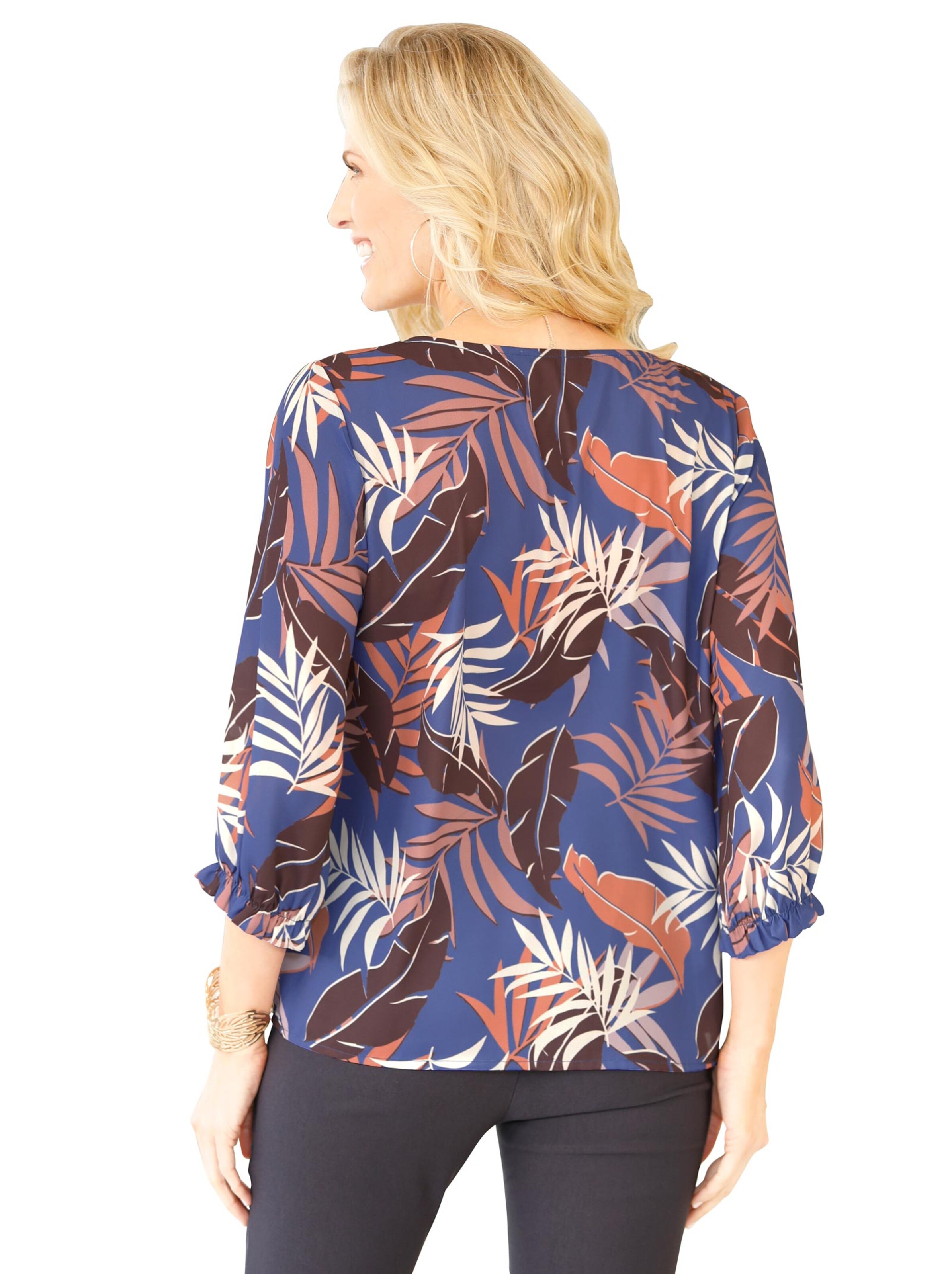 Bluse - royalblau-bedruckt