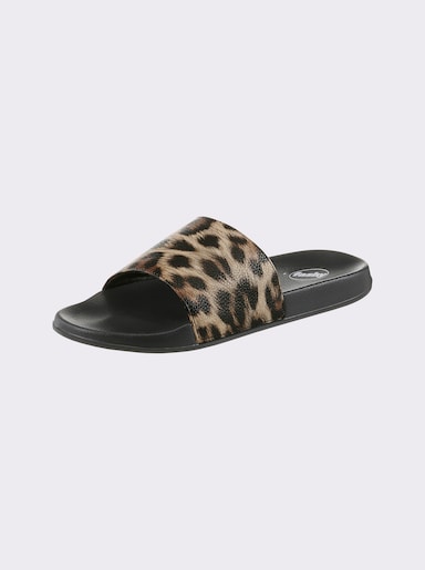 Fashy Badepantolette mit Leo-Muster - beige
