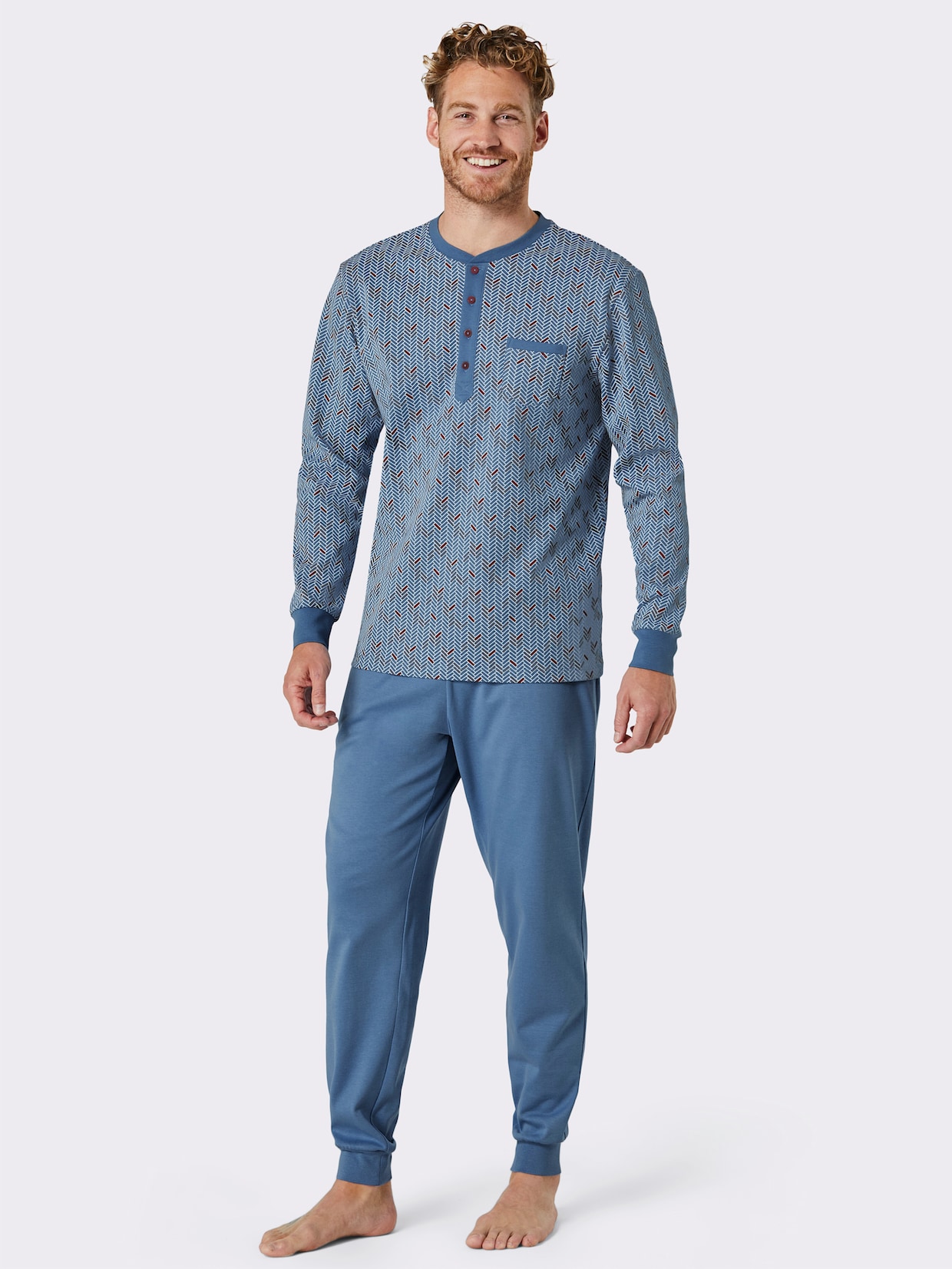 KINGsCLUB Pyjama - middenblauw gedessineerd